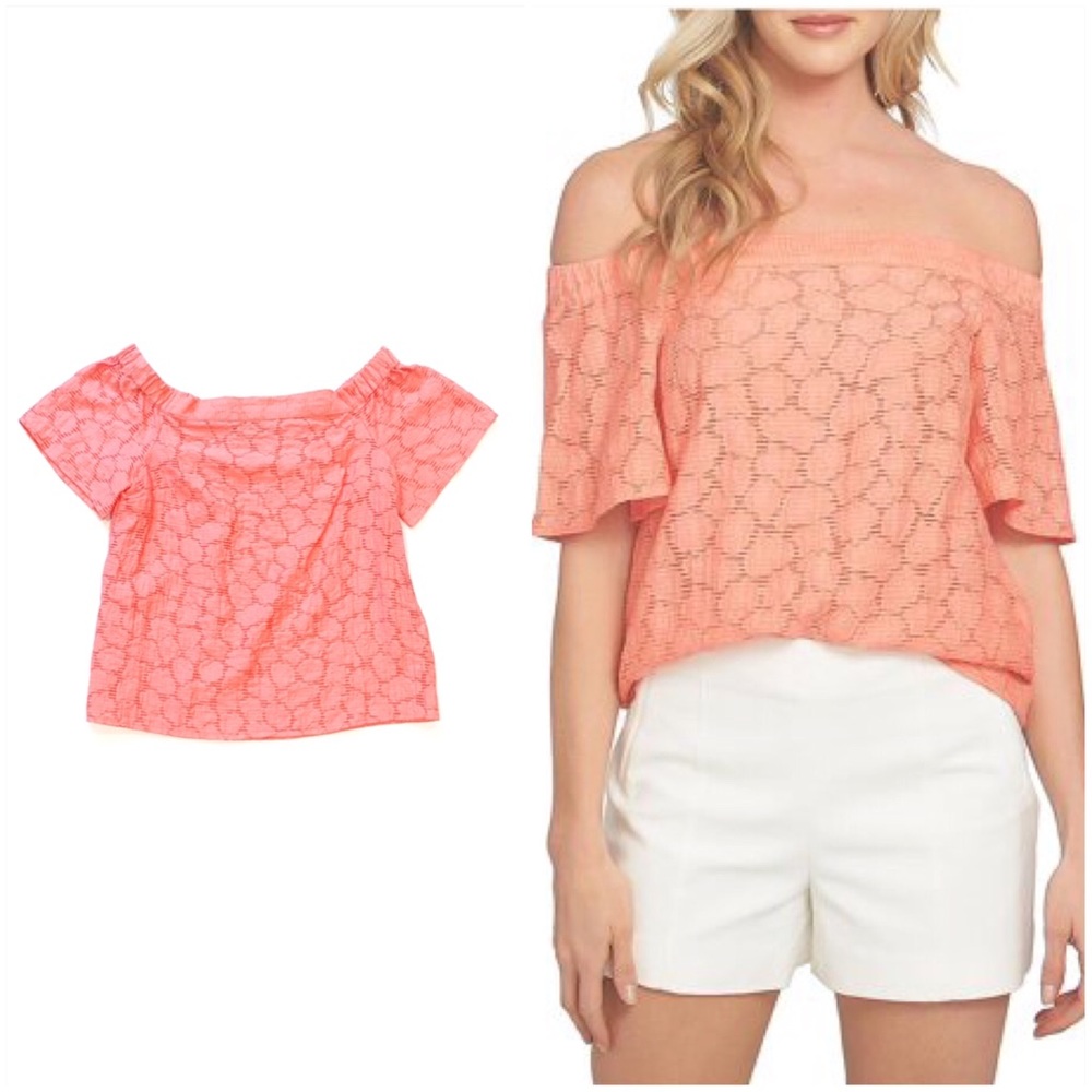 1. State Coral Off Shoulder Textured Knit Top NWOT - Picture 1 of 8